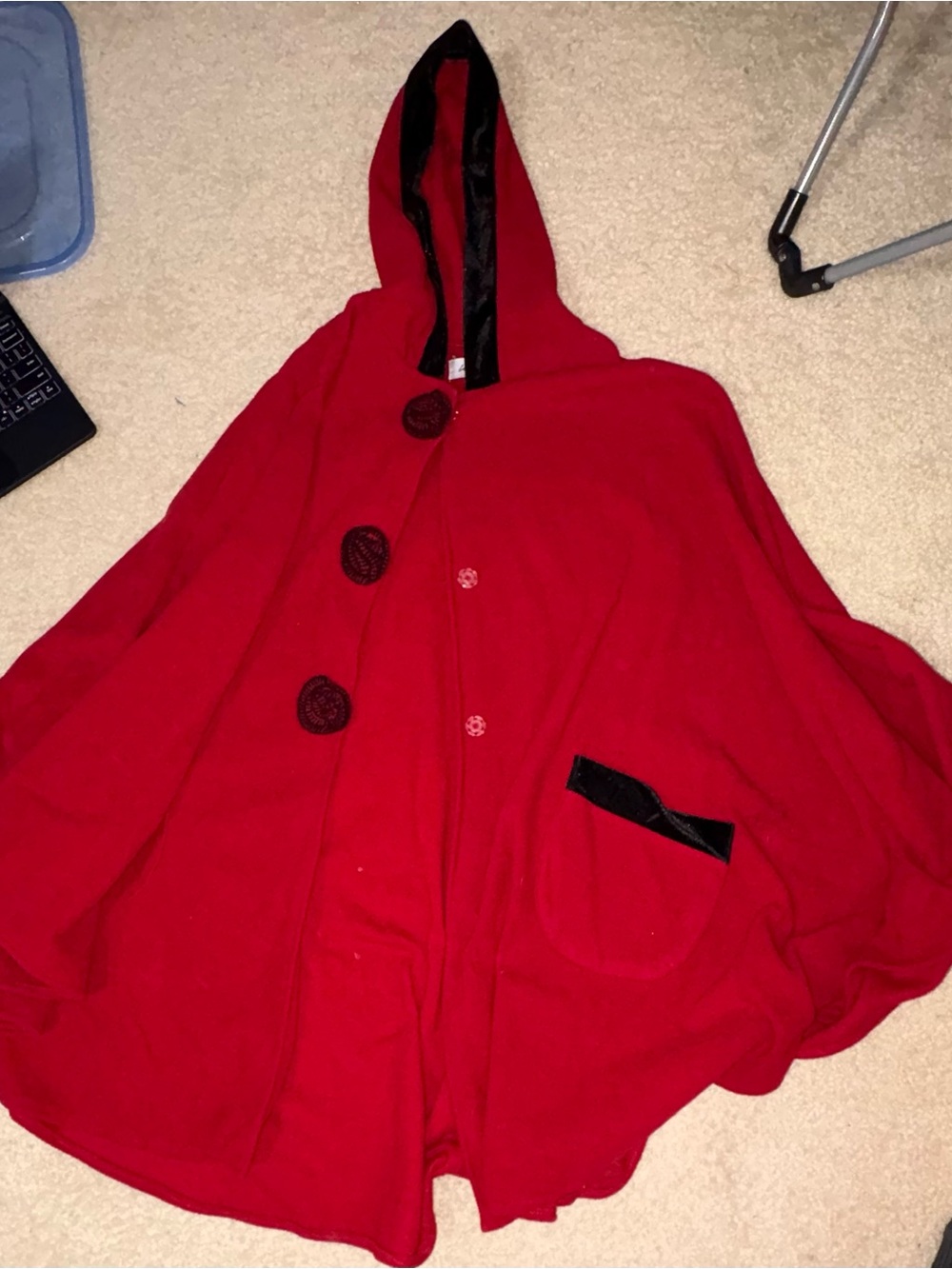 Red Hooded Cape Coat - Women's Red Cape